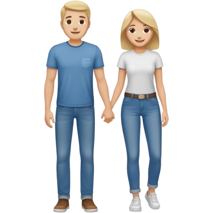 full-length relaxed couple in jeans and t-shirts emoji