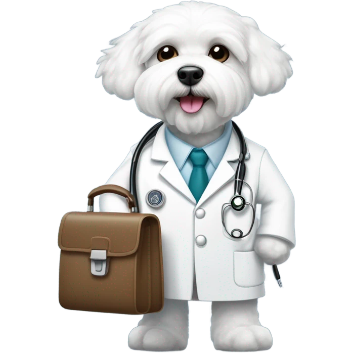 Bichon Maltese working as a doctor emoji