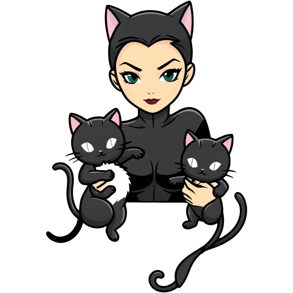 Catwoman with 2 kittens emoji