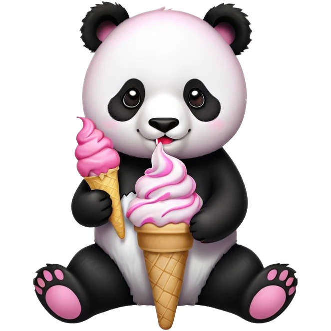 Panda eating ice cream emoji
