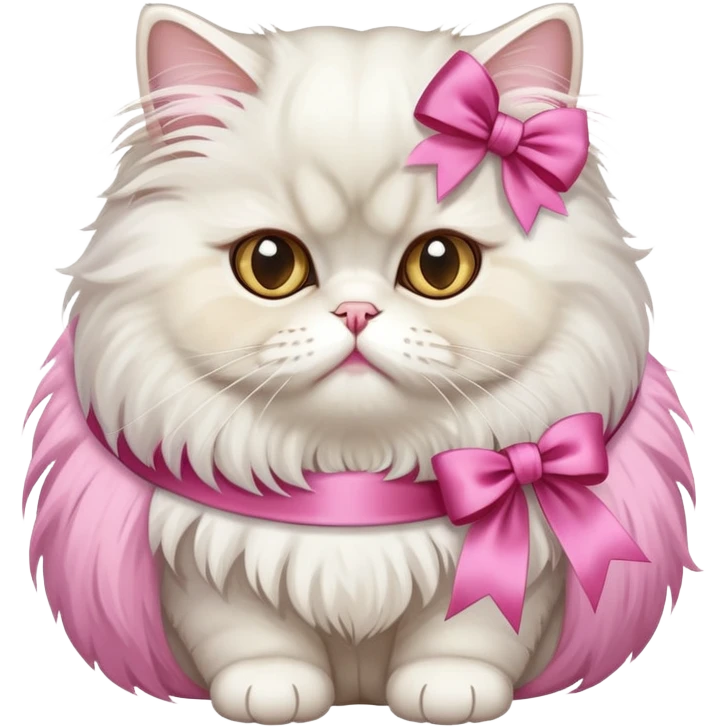 A Persian Cat Neck Wearing a pink silk ribbon emoji