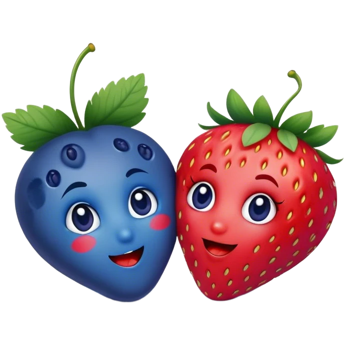 A strawberry and blueberry in love emoji
