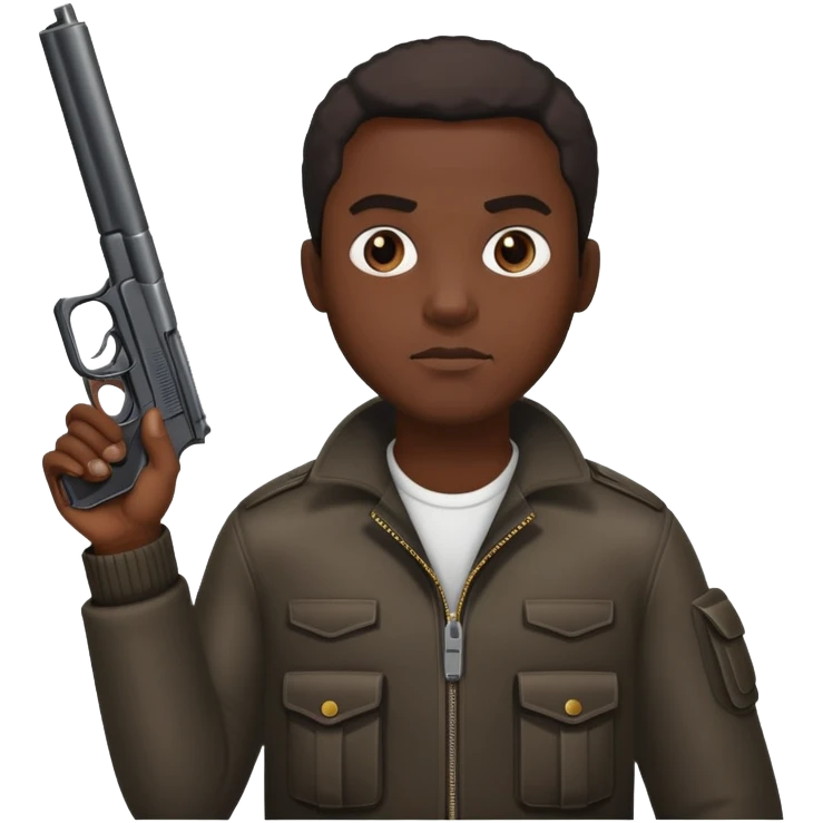 A black male with a gun emoji