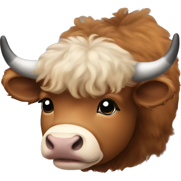 brown fluffy baby scottish cow with a small bow on head emoji