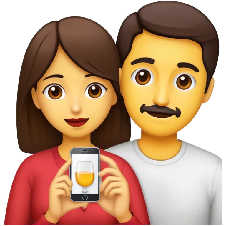 Una pareja sacandose una foto emoji