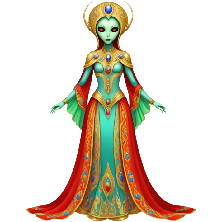 a alien woman full body in Romanov dress emoji