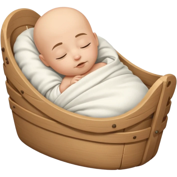 a bald baby with a black goatee sleeping in a cradle emoji