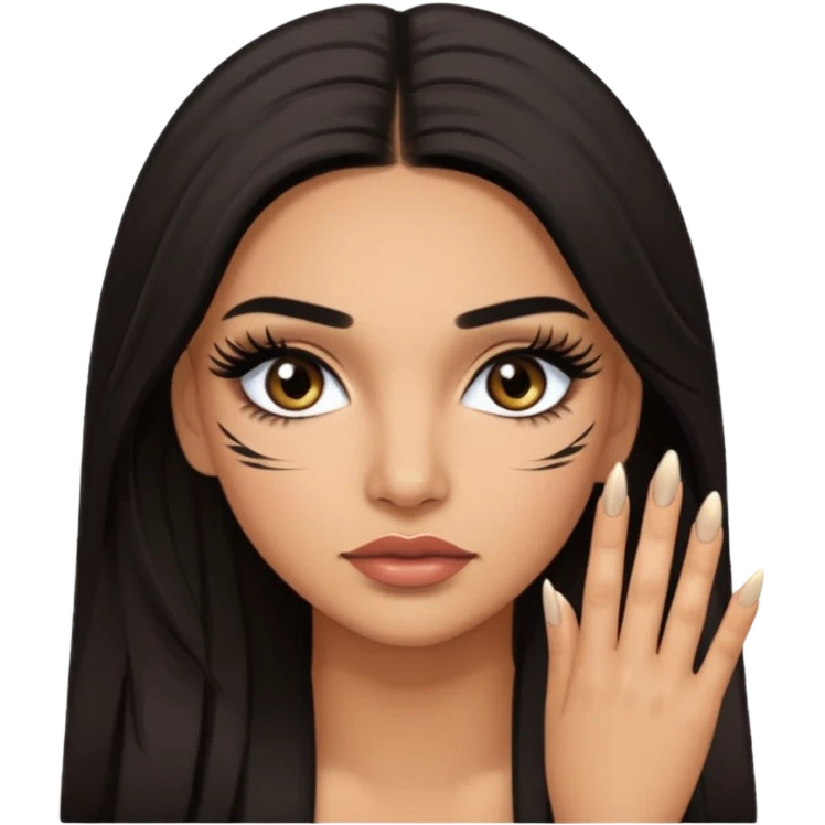 Baddie Latina emoji with fake lashes and nails emoji
