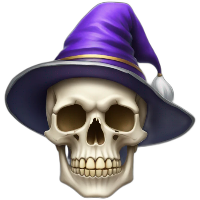 Human skull with a wizard hat emoji