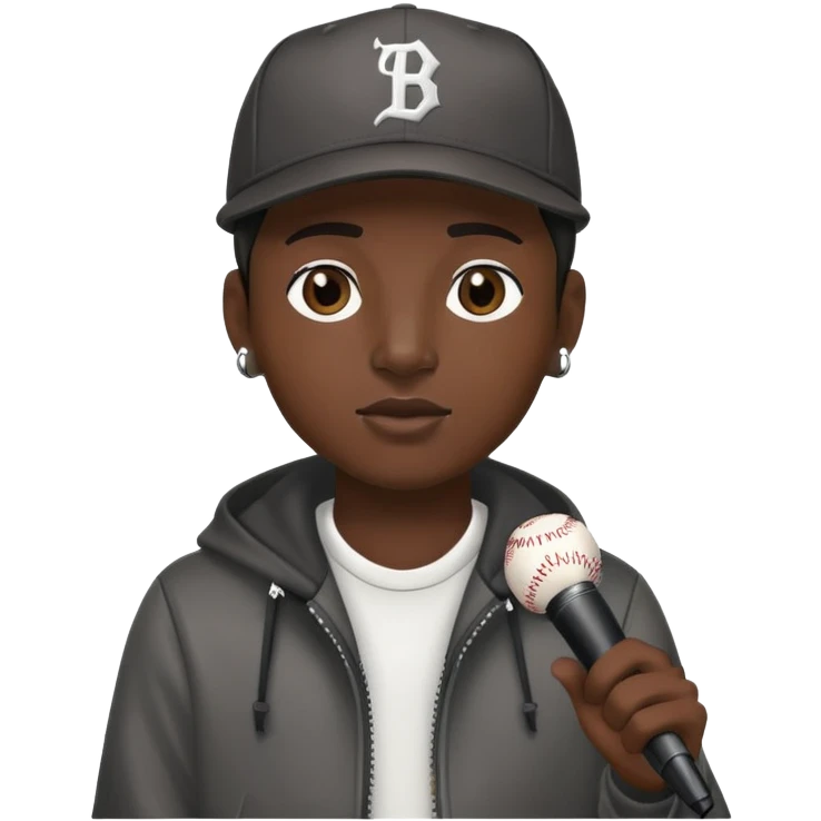 rapper with microphone and baseball cap emoji