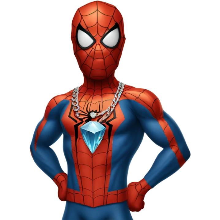Spiderman with a diamond “238” chain emoji