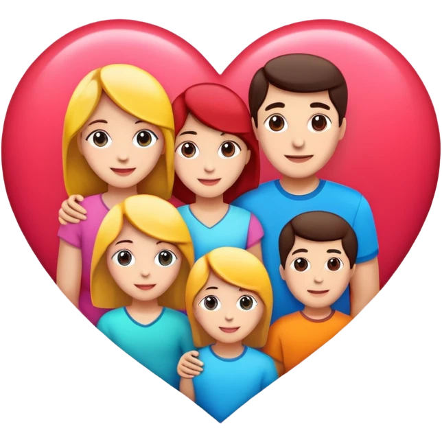 family with a heart, bright colors, simple background emoji