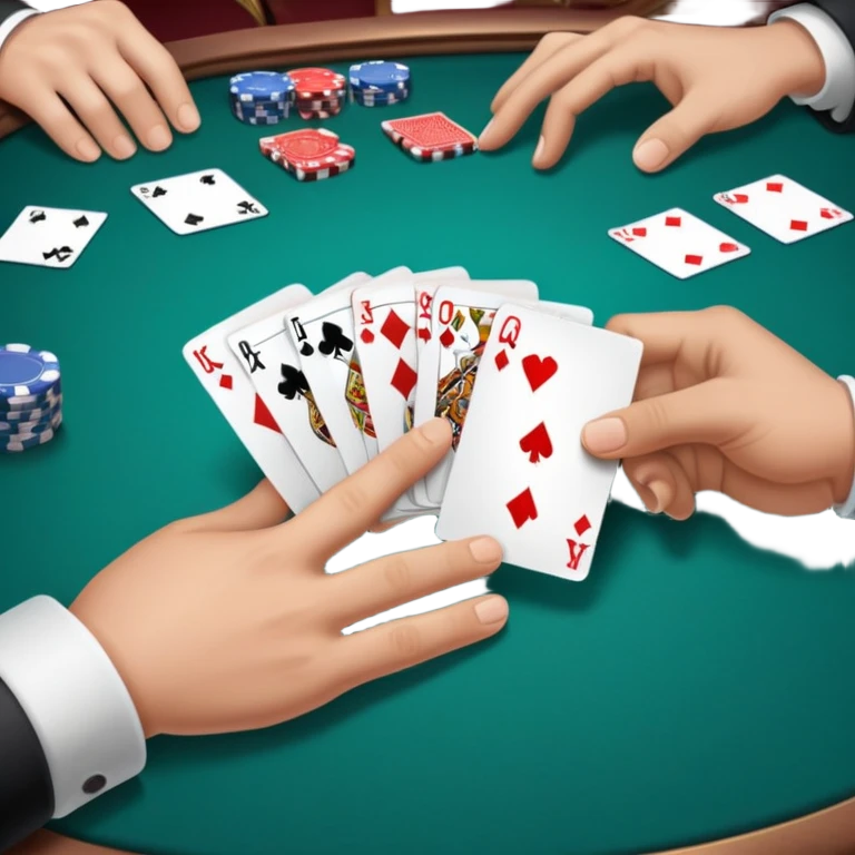 Close-up of hands dealing playing cards on a casino table emoji