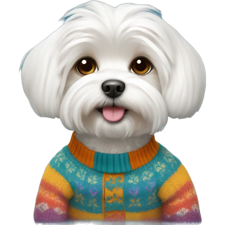 Maltese Dog With colorful sweater  emoji