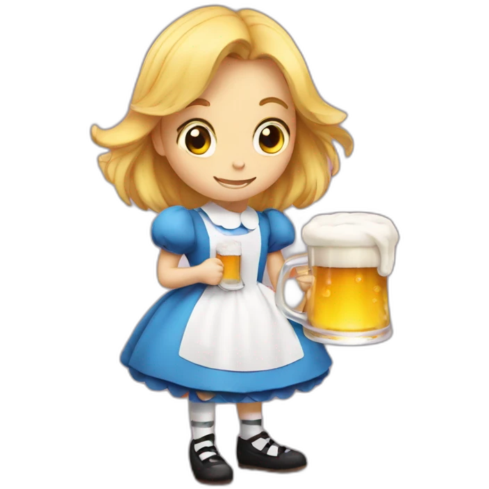 Alice in wonderland with a beer emoji
