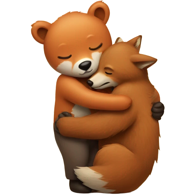 Bear hugging fox emoji