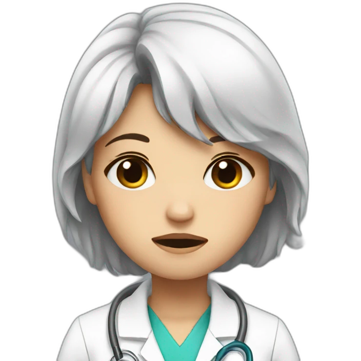 crying doctor girl with dark hair emoji