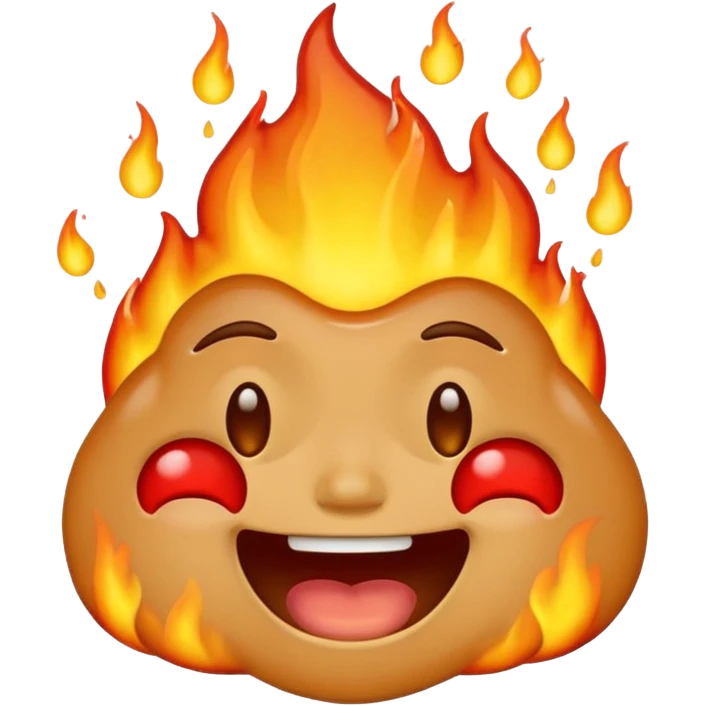 Generate an emoji that is on fire, laughing, crying, and melting at the same time with a sad mouth. Make the emoji sad. emoji