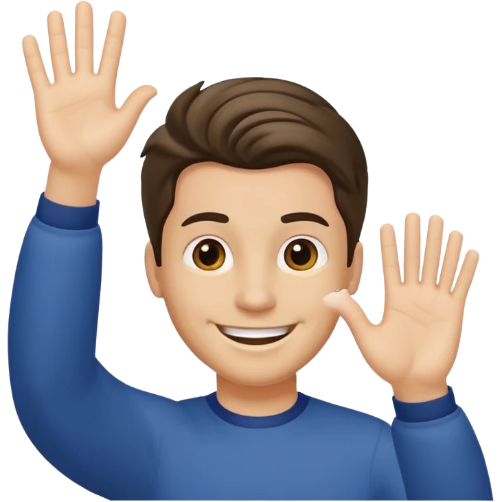 generate a emoji of man saying hii with normal skintone with some nice hair style emoji