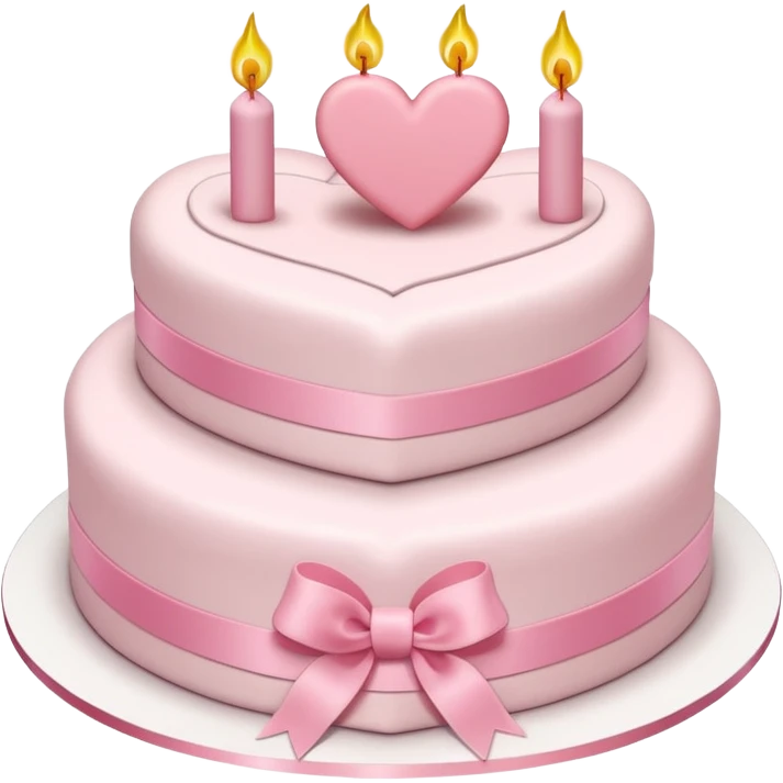 heart shaped birthday cake, pastel pink and white layers, cute and simple, ribbon decoration, no candle emoji