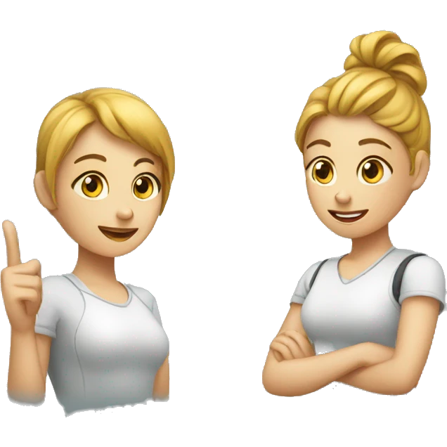 two ux/ui girl designers asking what emoji
