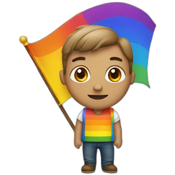 man wearing gay flag emoji