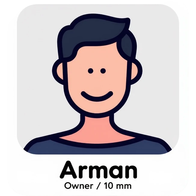Profile icon with "Arman" and "Owner" text emoji
