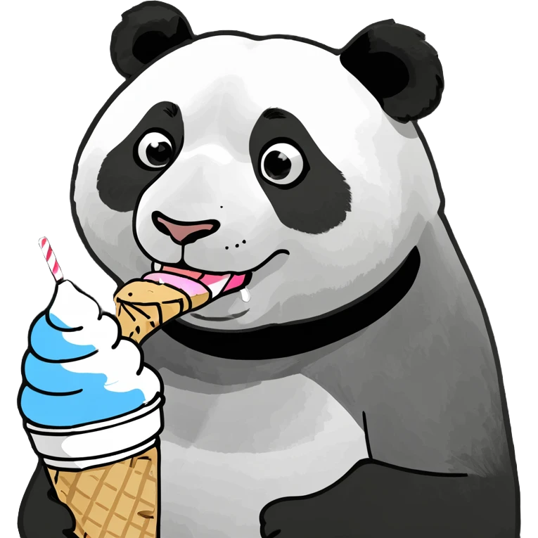Panda eating ice cream emoji