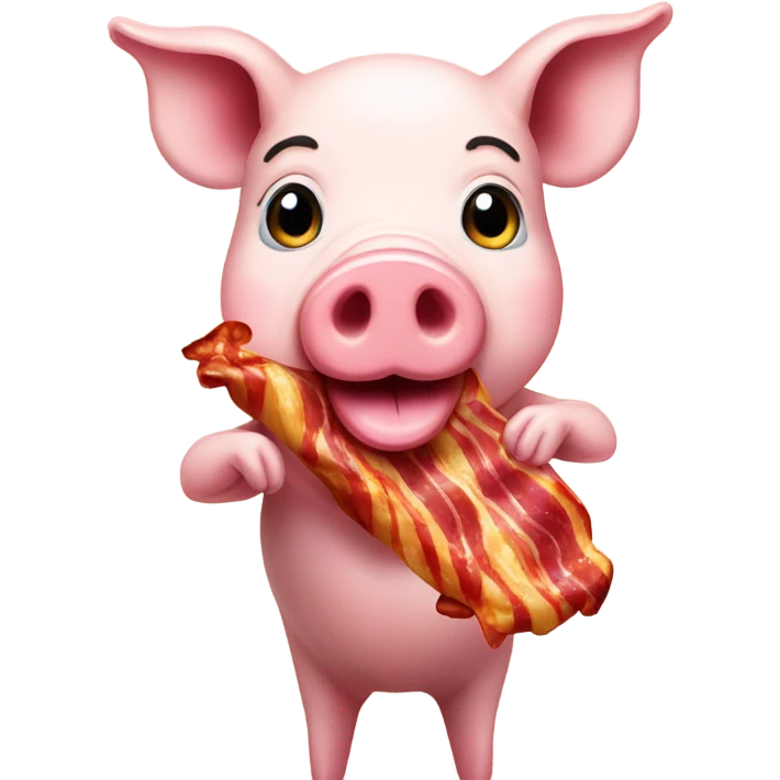 Pig wearing a dress while eating bacon emoji