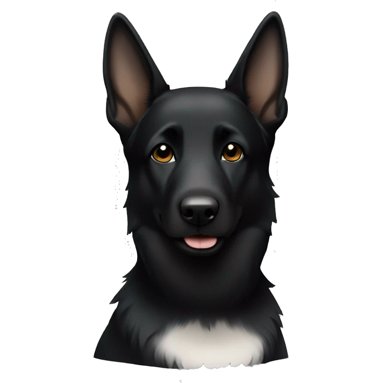 Black German shepherd dog with half a side white face  emoji