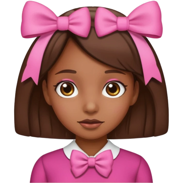 brown skin girl with a pink bow emoji