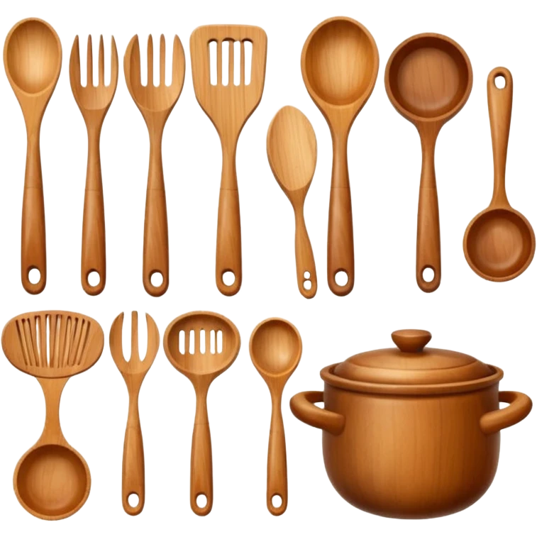 wooden kitchen utensils and items emoji