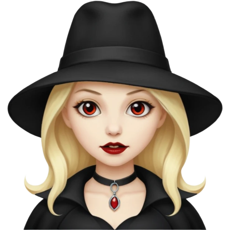 blonde vampire woman with hat emoji