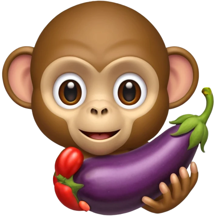 Monkey with an eggplant emoji