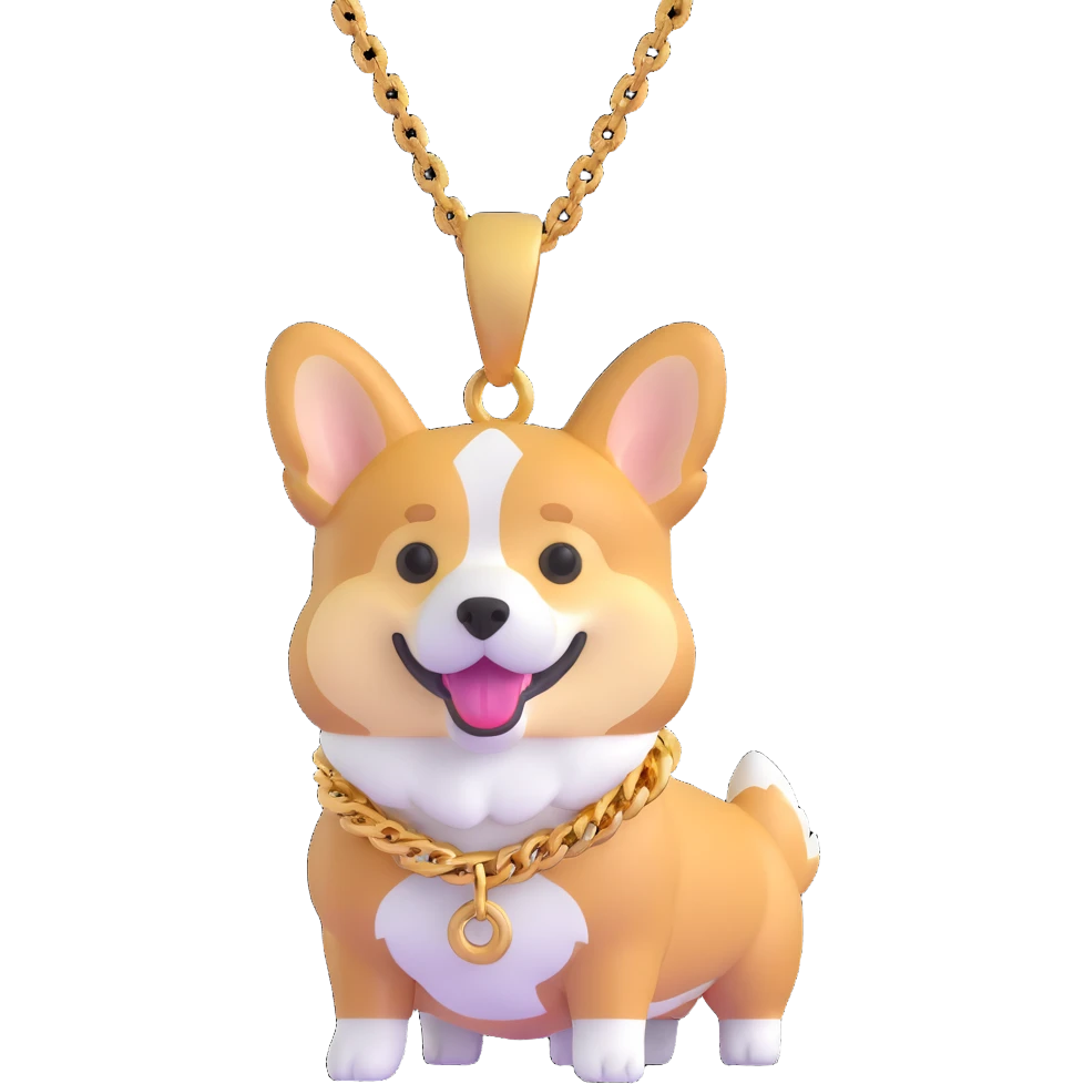 corgi wearing a gold chain emoji