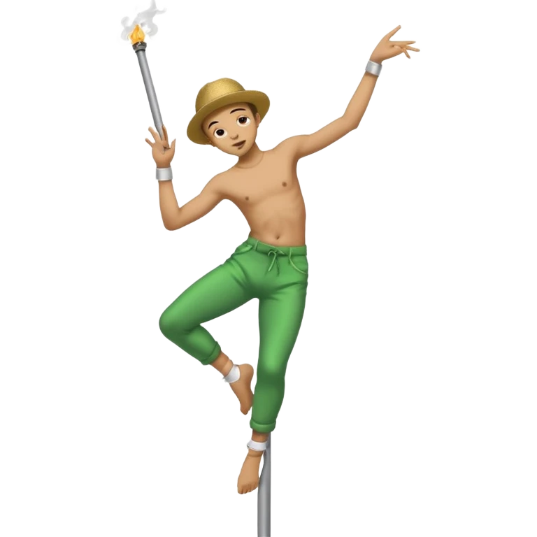 Light skin stripper dancing on pole smoking weed emoji
