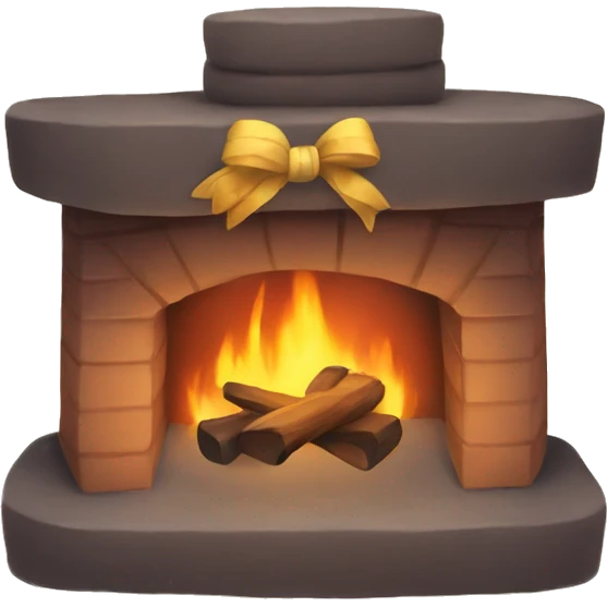 Cozy fireplace with a bow emoji