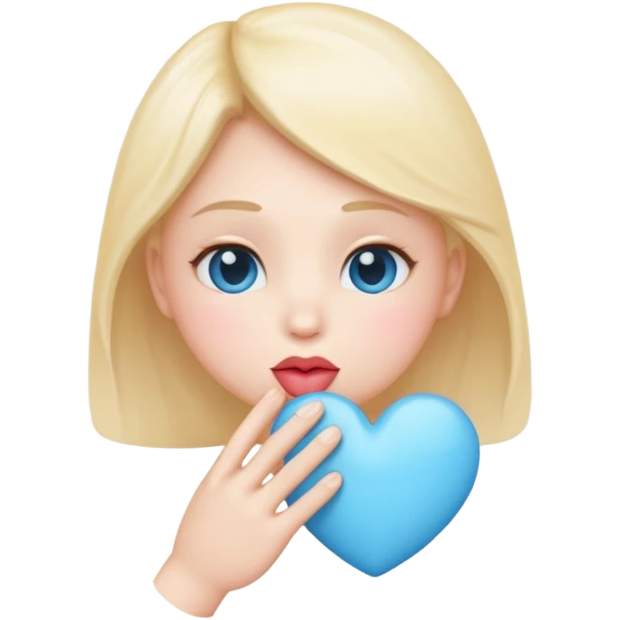 Blowing kiss emoji with light blue heart emoji
