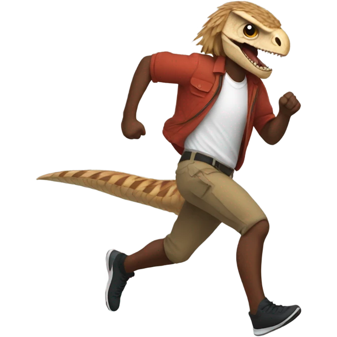Kevin heart running from a raptor emoji