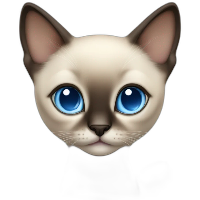 a Siamese kitten with blue eyes and a light spot on funny silly face its nose emoji