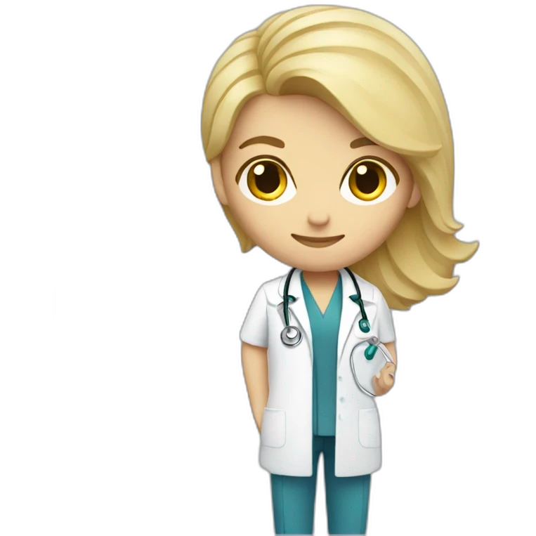 Blonder doctor, oblique view emoji