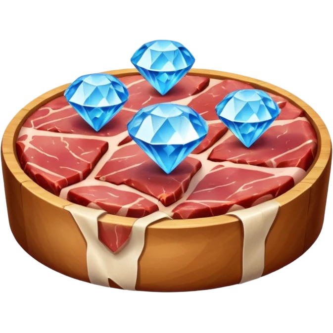 Meat with diamond textur and blue color emoji