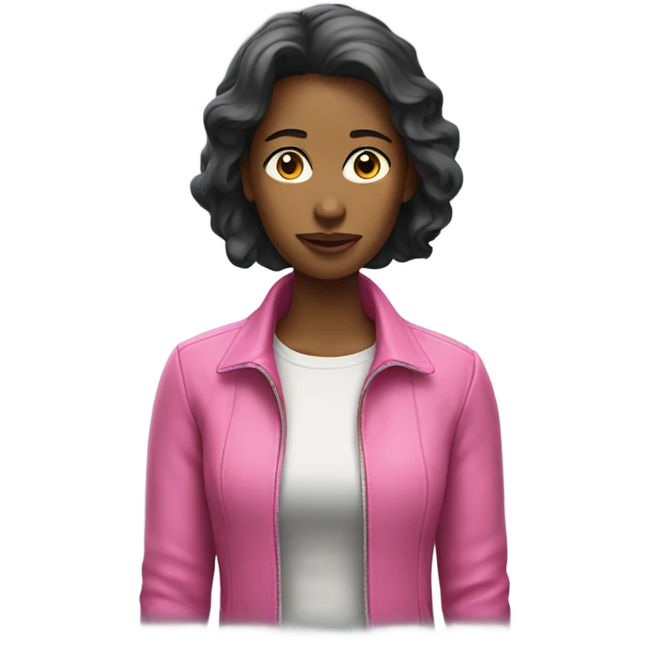 women with pink jacket and twitching eyes emoji
