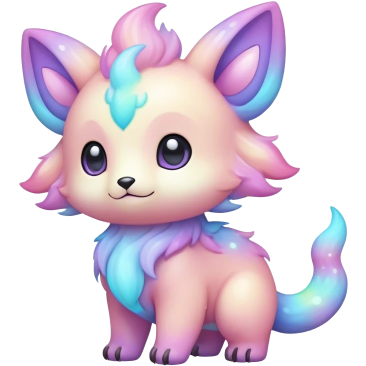 Cute adorable kawaii colorful pastel nebula fantasy animal hybrid Fakemon full body emoji