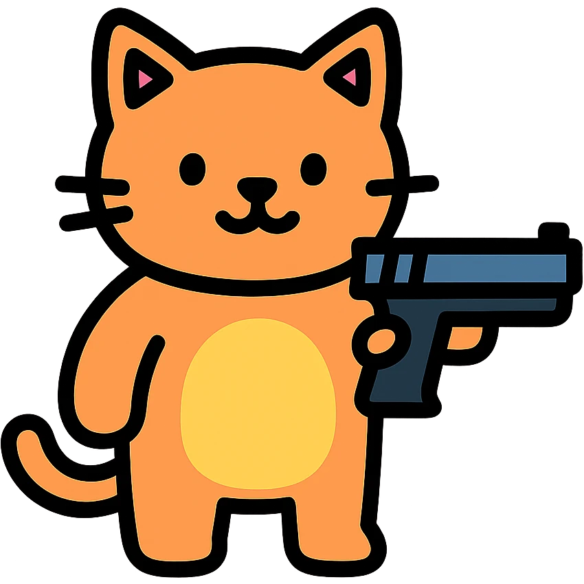 cat holding a gun colored icon emoji
