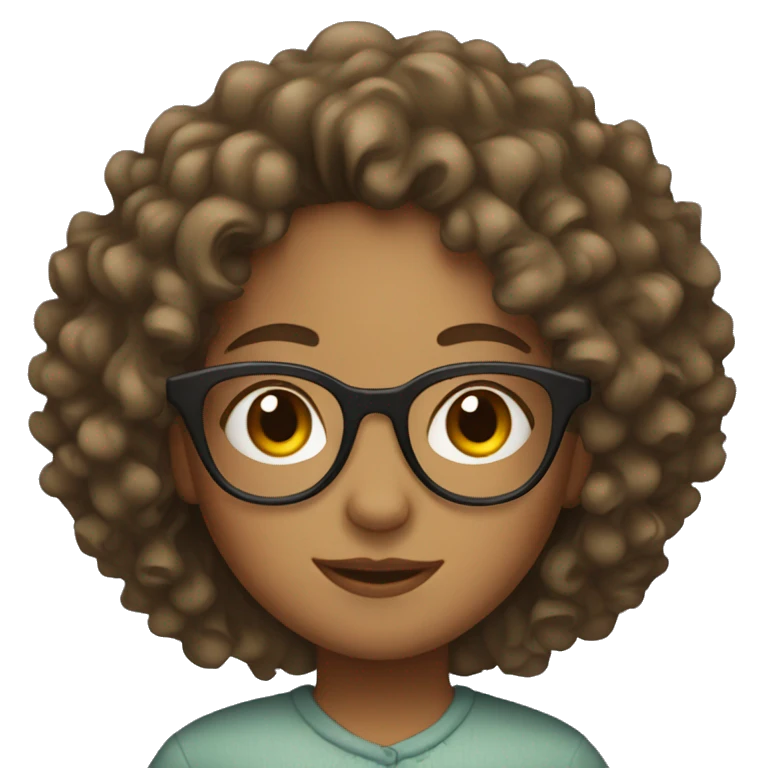 Curly-haired girl with glasses emoji