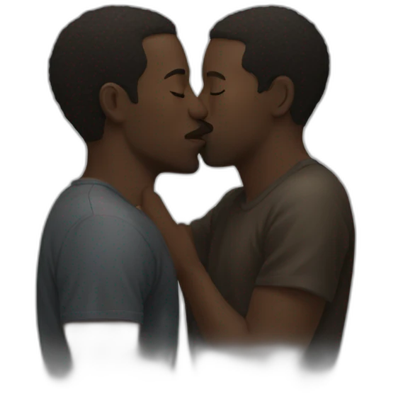 Black man kissing emoji