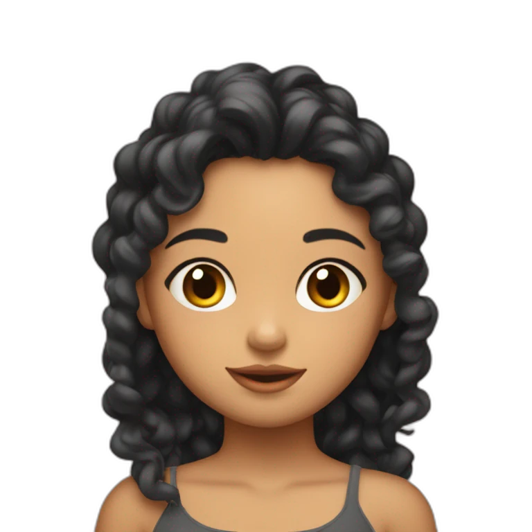 Niña morena con rizos emoji