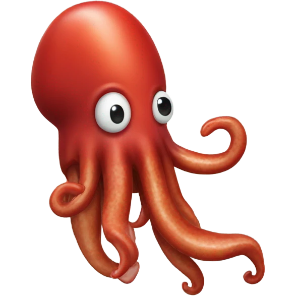 A red squid eating a single sausage emoji