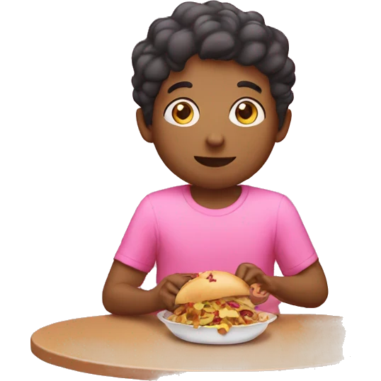  person wearing pink shirt eating left overs emoji